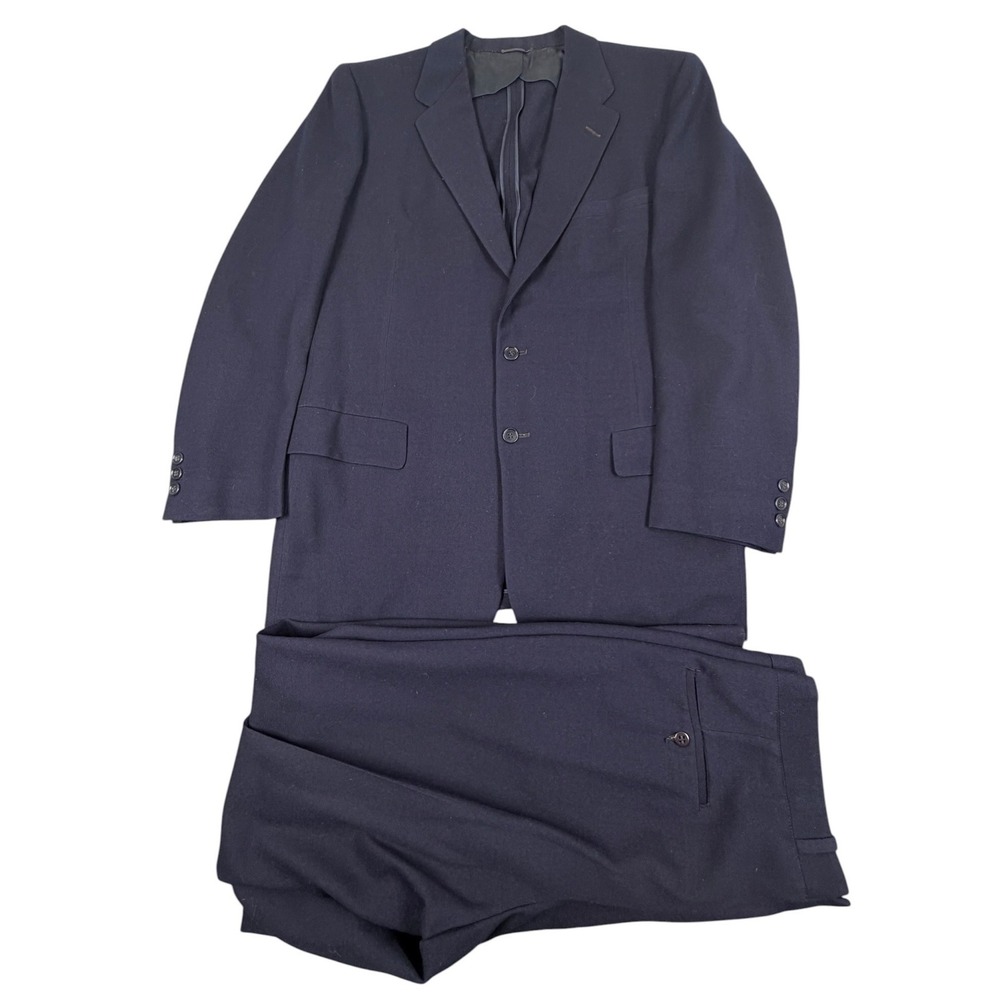 1950s Bond Clothes 34X31 2 piece suit Men Navy Blue Wool Professional